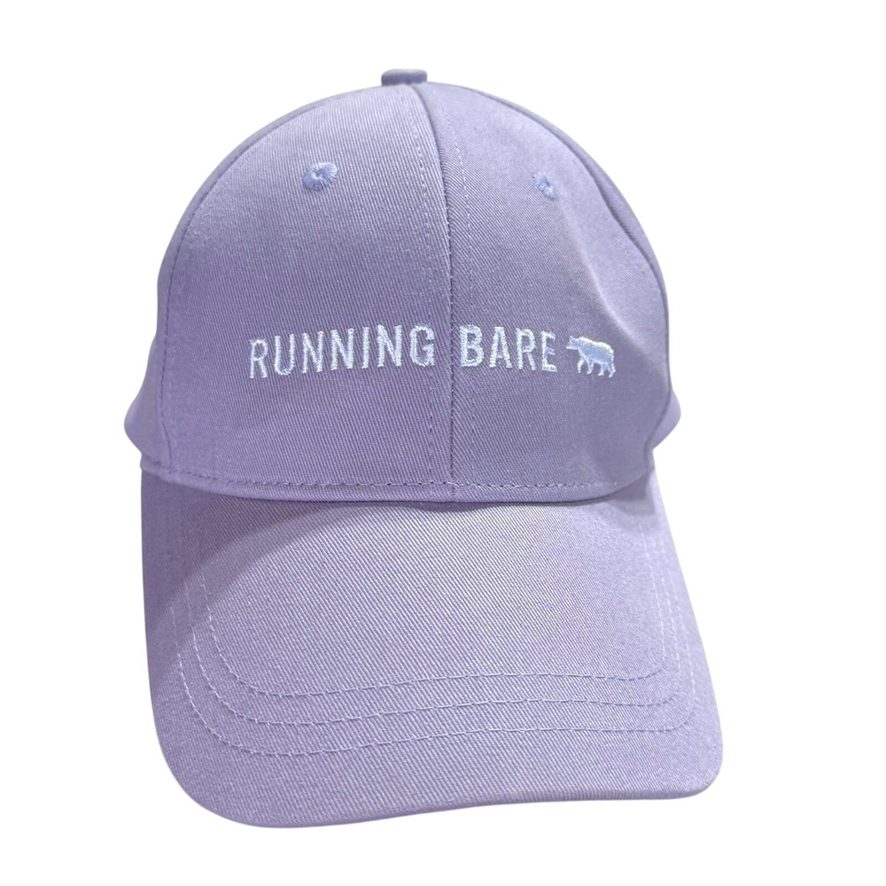 Running Bare Baseball Cap OS Purple Cotton Embroidered Logo Active Hat